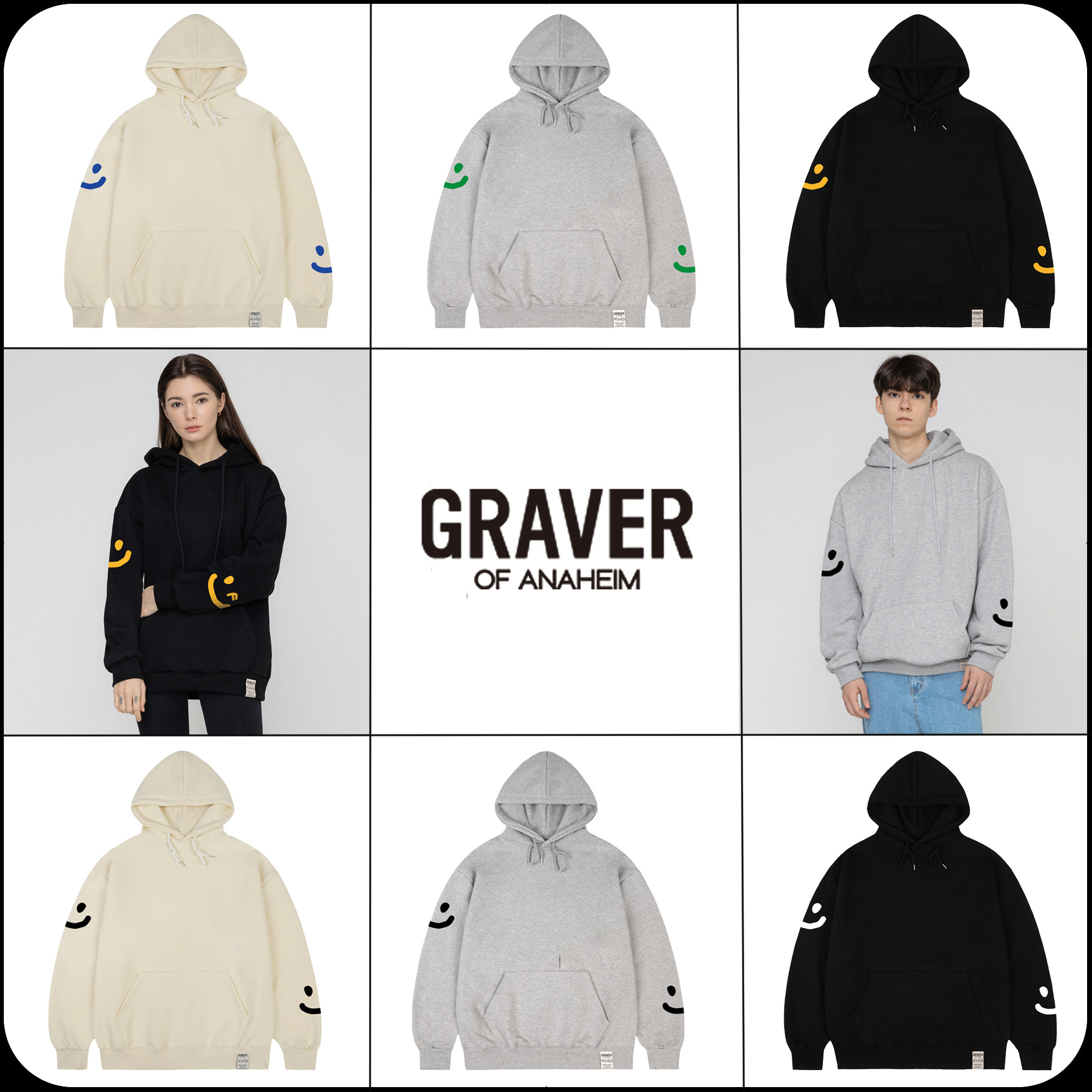 [GRAVER]★MULTI SMILE DRAWING HOODIE