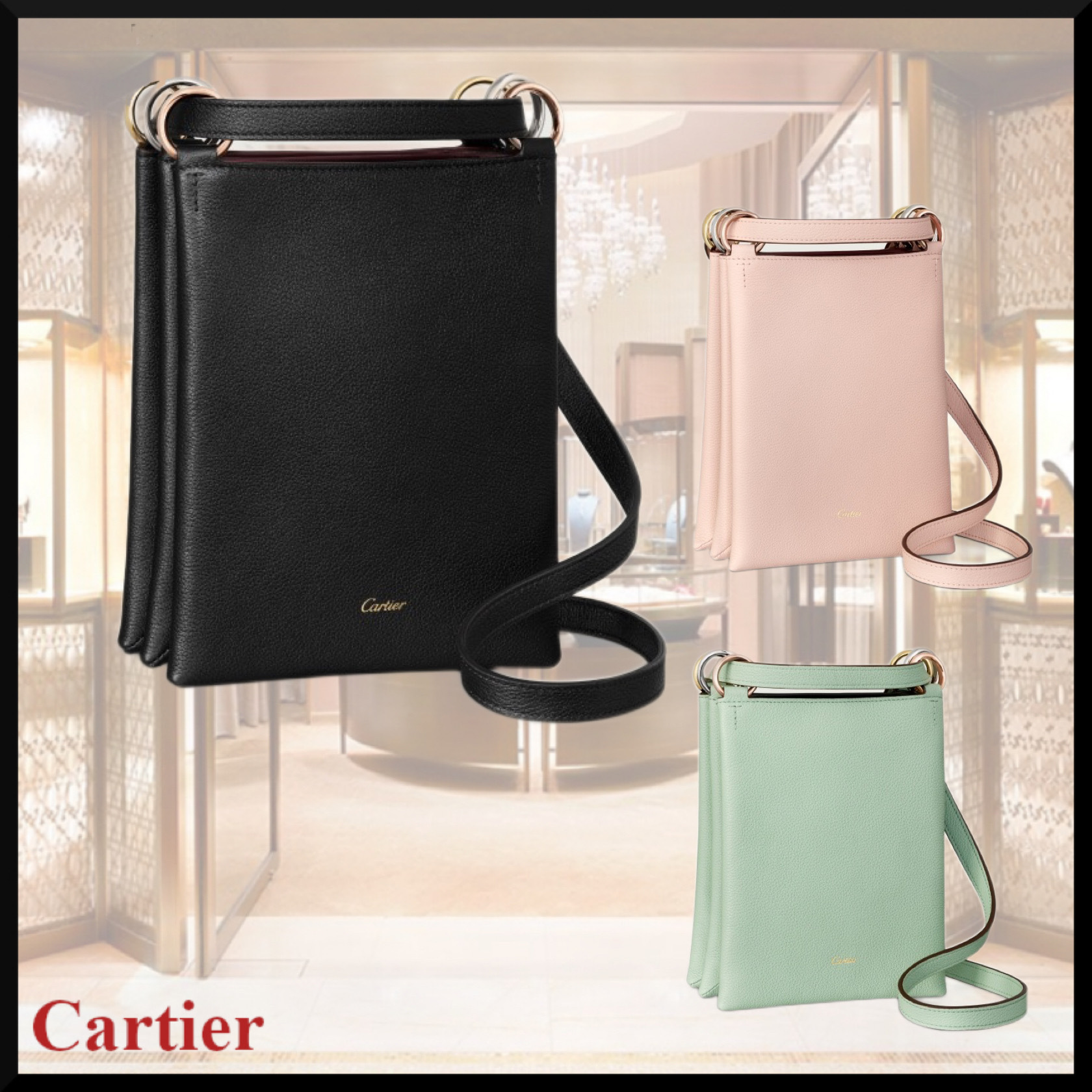 【Cartier】トリニティ ショルダーバッグ カーフスキン ロゴ
