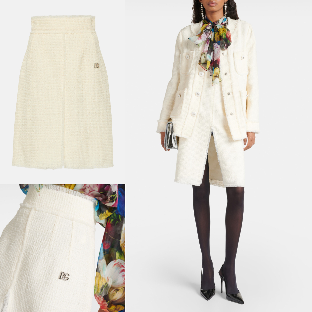 新作＊DOLCE&GABBANA＊バックロゴ入ツイードミディスカート