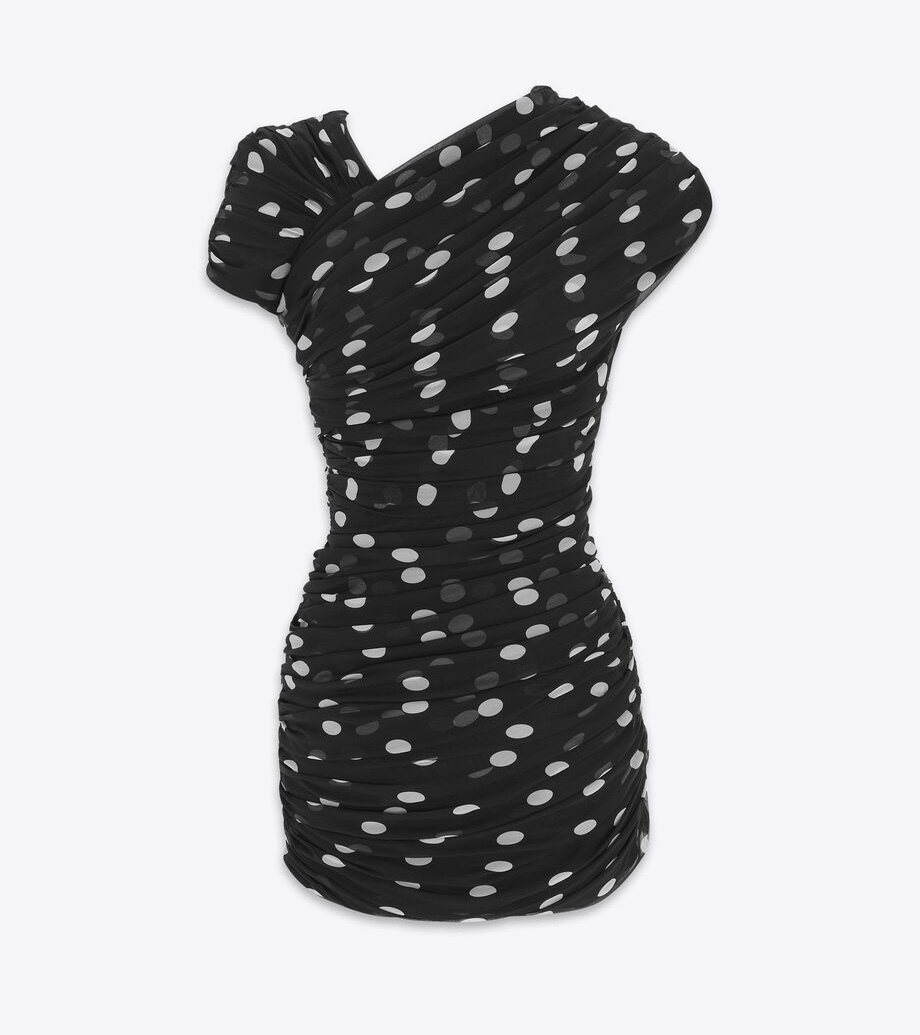 Saint Laurent《ルーシュ アシメントリードレス》ドット 直営店