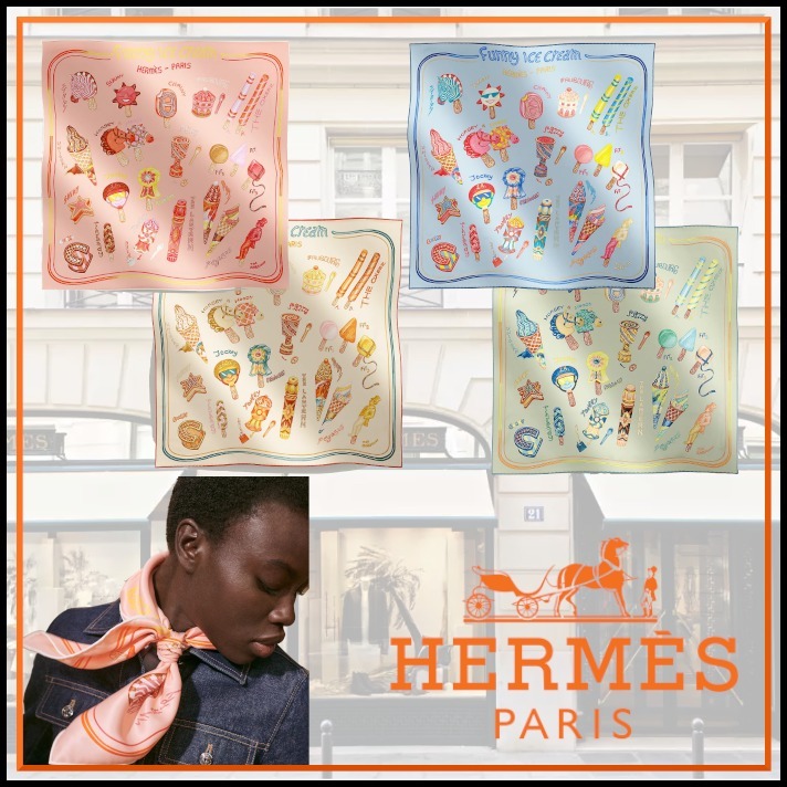 POPで元気でとっても可愛いHermesFunny Ice Creamスカーフ