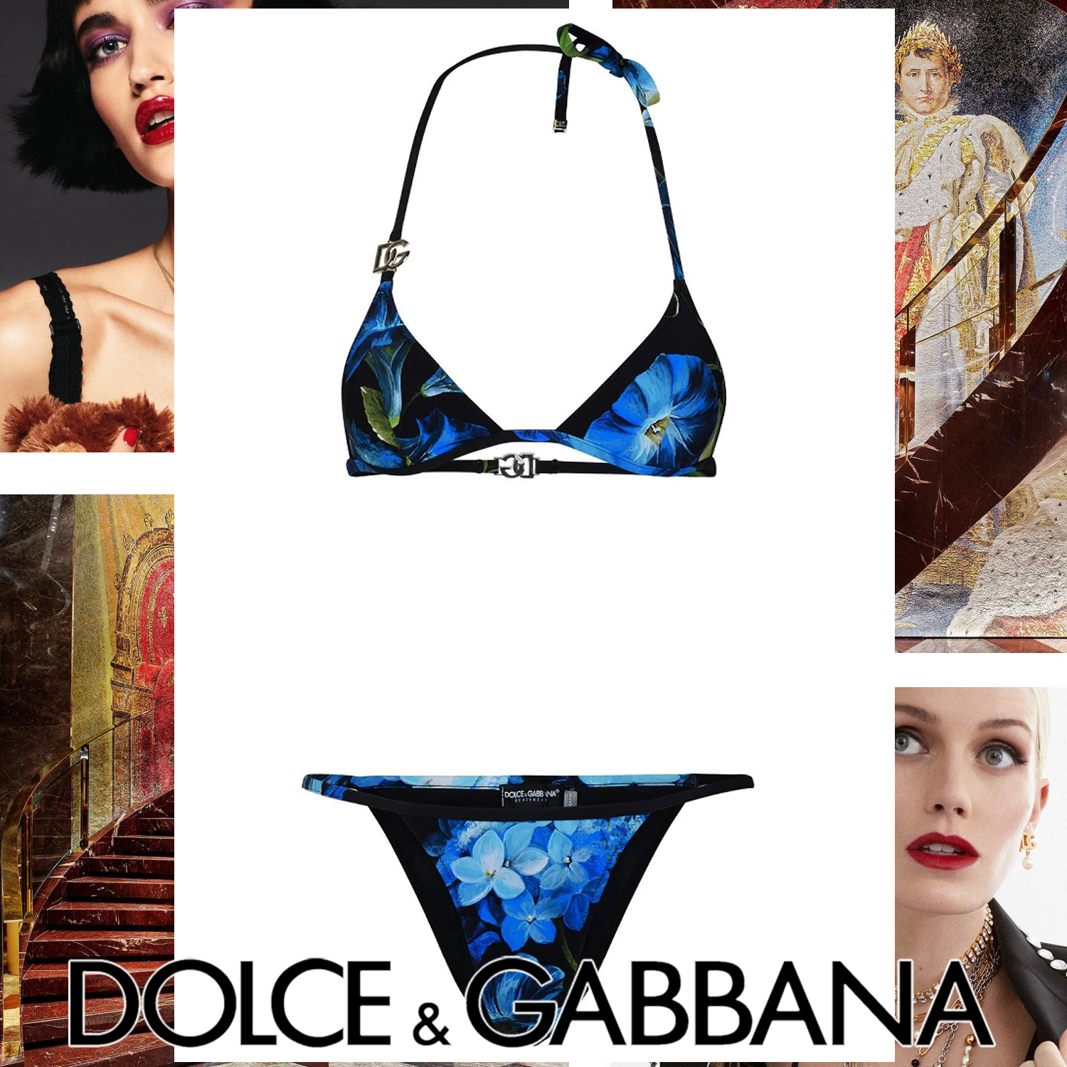Dolce & Gabbana フラワープリント ビキニセット ブルー