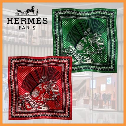 HERMES エルメス バンダナ・スカーフ 緑等 - 4500325M0054 エルメス シルクバンダナ 《アニマル・バンダナ》 ギフト