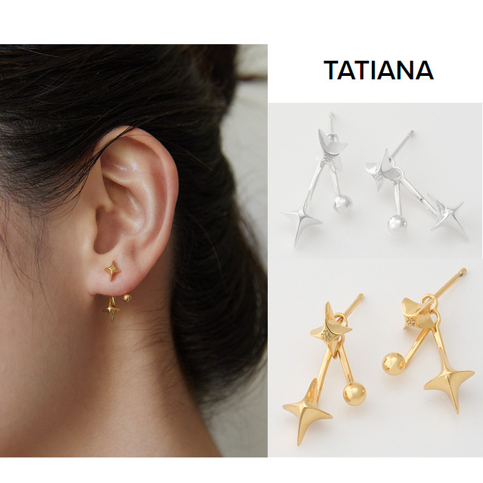 TATIANA★(シルバー925)星 イヤージャケット イヤリング
