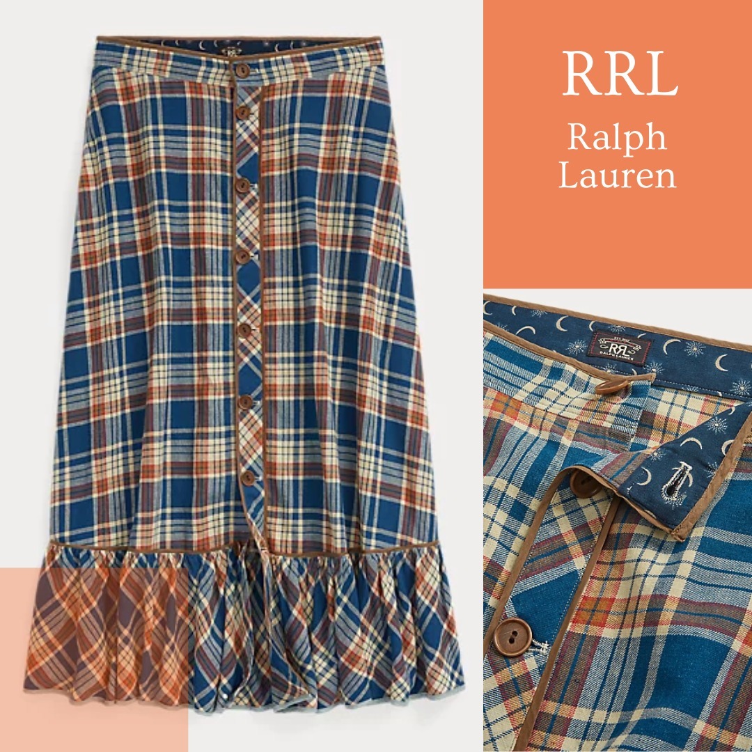 NEW【RRL Ralph Lauren】ワークウェア風 綿麻 チェック スカート