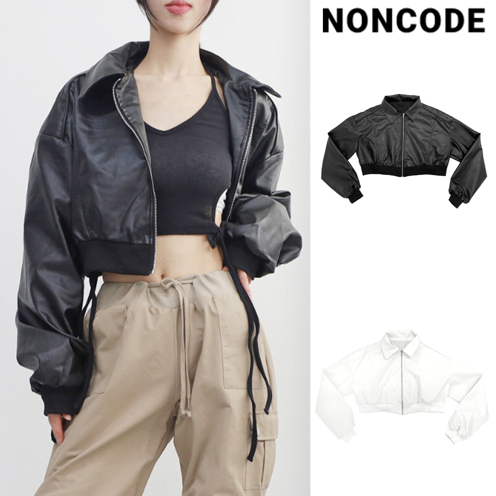 【NONCODE】Viola cropped leather jacket