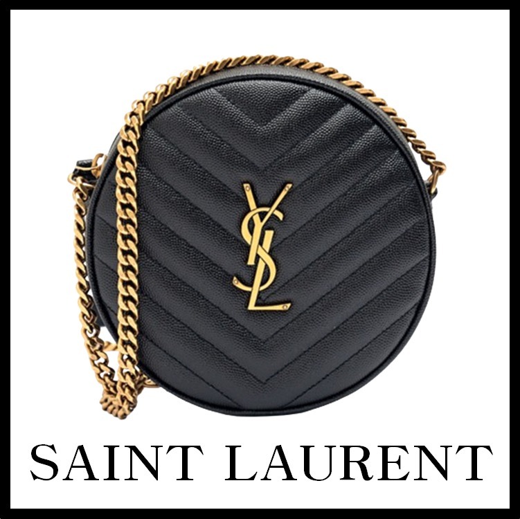 関税込★SAINT LAURENT★サンローランレザー丸型 ミニバック★