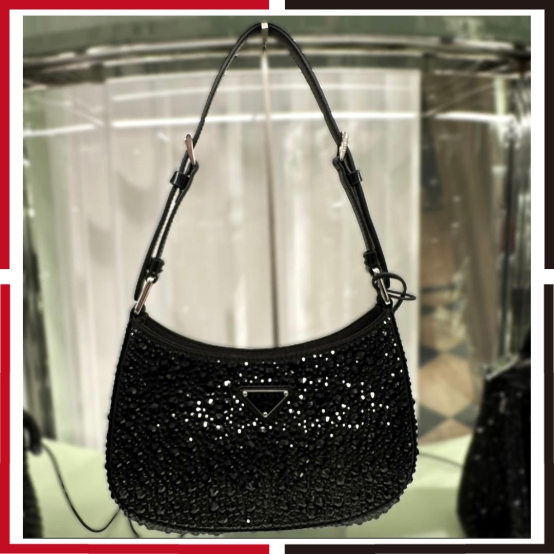 PRADA ハンドバッグ クレオ サテン クリスタル レザー Cleo