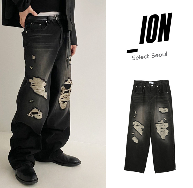 デニム・ジーパン IONSEOUL Black Latex Denim Pants JE094