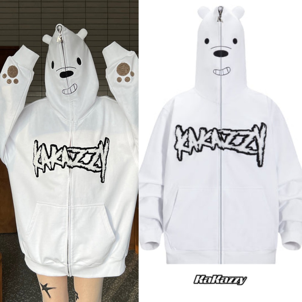 お歳暮 のし Hoodie Zip Kakazzy】Full 白 ユニセックス ホワイト トップス