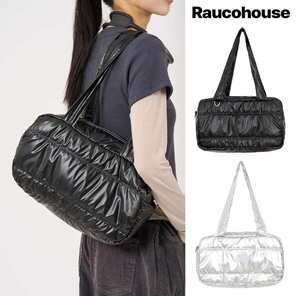 【Raucohouse】Padded glossy leather shoulder bag