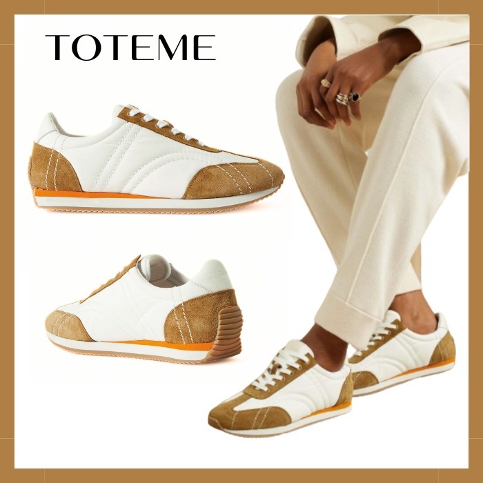 【TOTEME】The Sport スエード＆ツイル スニーカー レザートリム