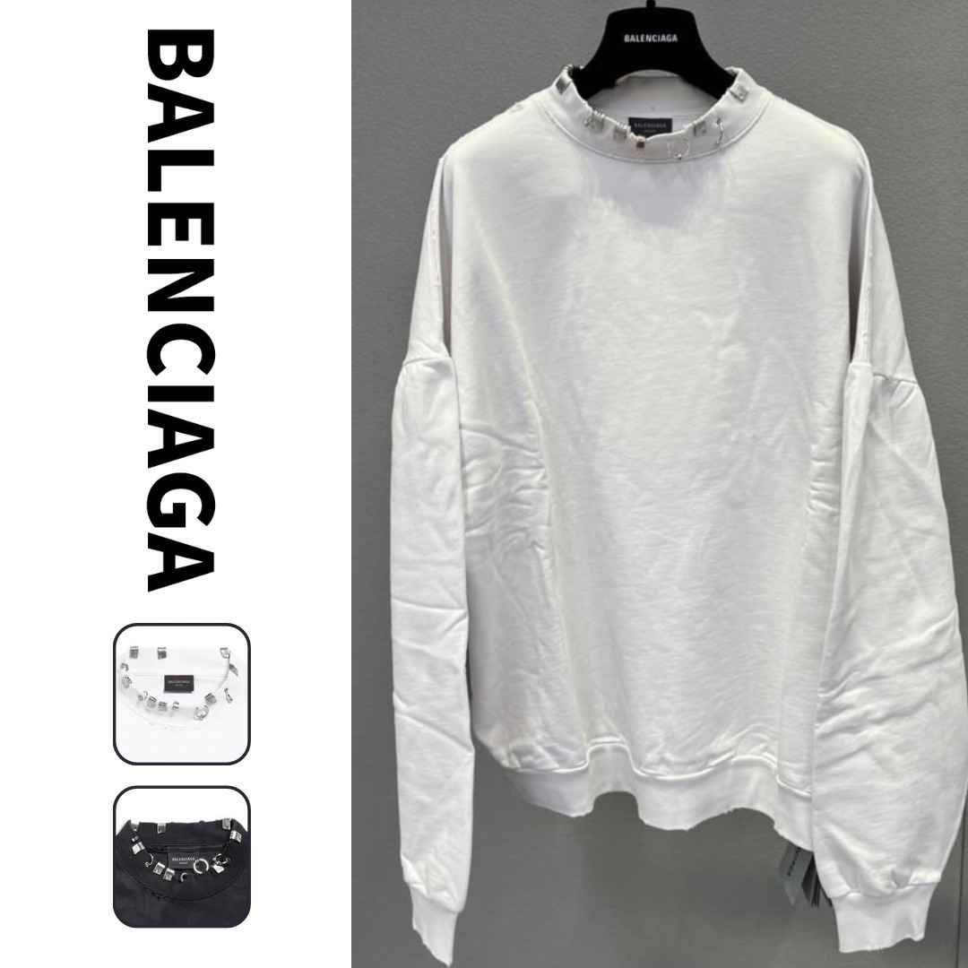 完売必至◇BALENCIAGA PIERCED ROUND Oversized sweatshirt
