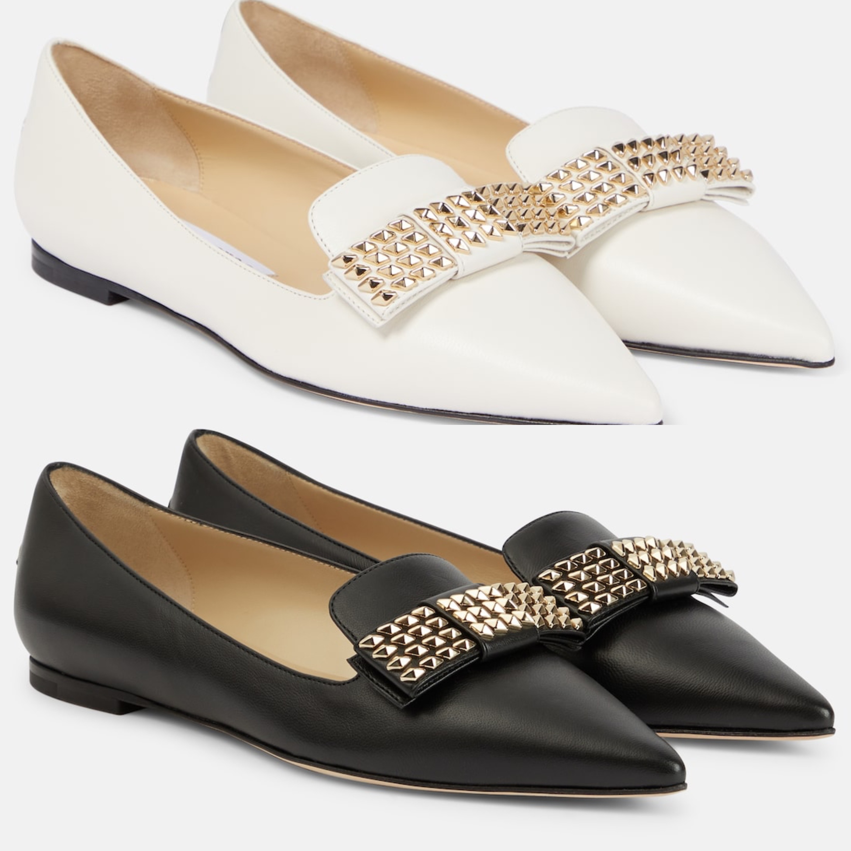 VIP★JIMMY CHOO Gala スタッズ付レザーフラット バレエシューズ