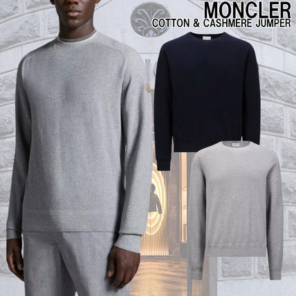 MONCLER Cardigans Cashmere Blended Fabrics Plain Cotton Logo