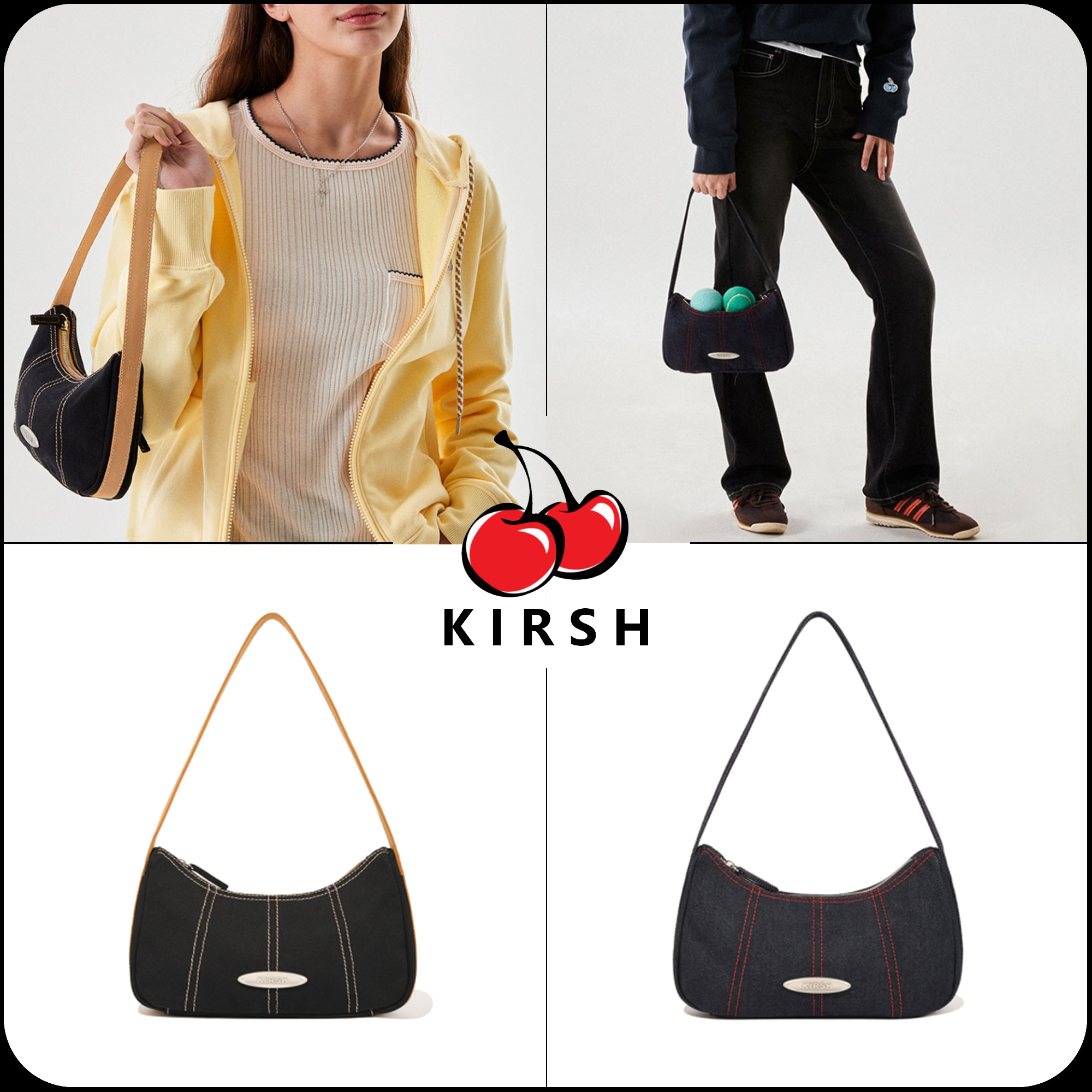 [ KIRSH ]★POCKET VINTAGE STITCH POINT HAND BAG