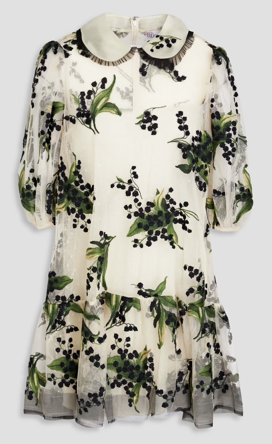 関送込【RED VALENTINO】花柄 ドットチュール ミニワンピース