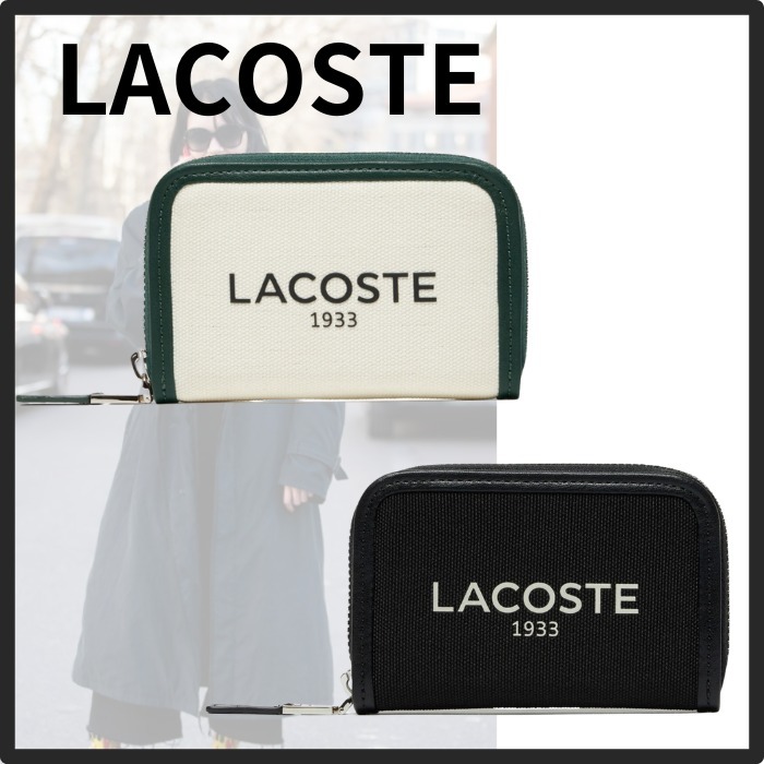 すぐ届く*【LACOSTE】ヘリテージキャンバス ジップカードケース
