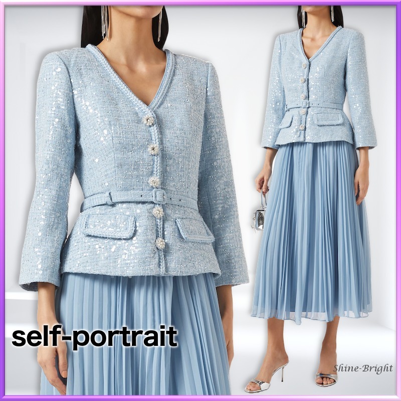 【完売必至】SELF PORTRAIT スパンコールブークレミディスカート 完売必至】SELF PORTRAIT スパンコールブークレミディスカート