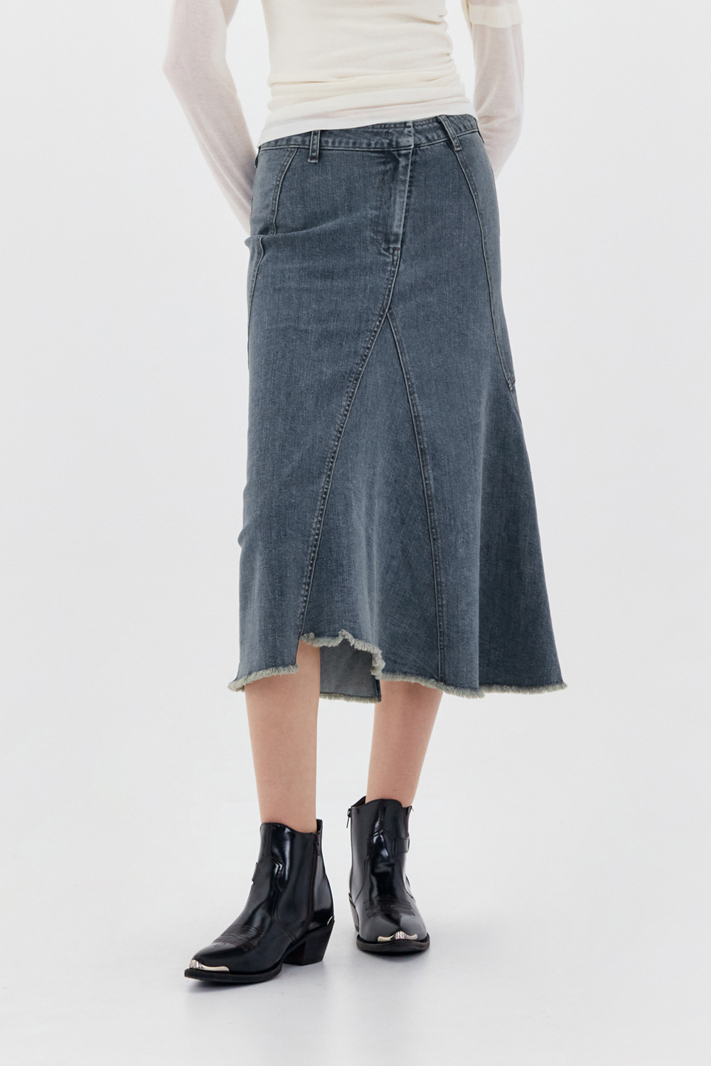[LOW CLASSIC] /☆ 24SS RAW EDGE DENIM MERMAID SKIRT / BLUE