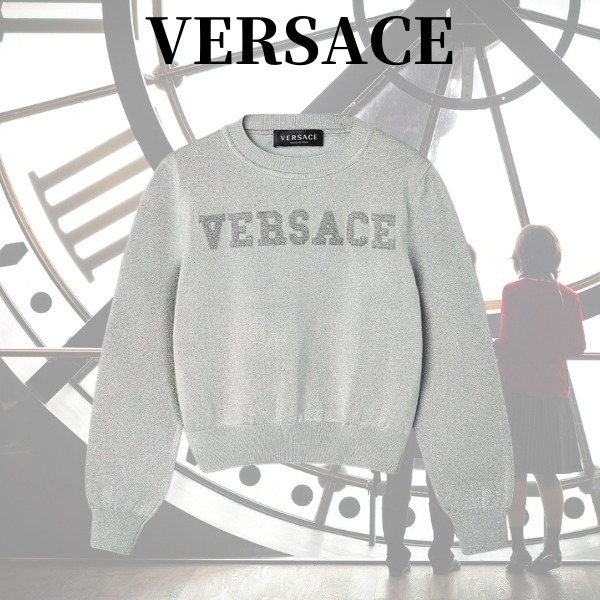 VERSACE☆キッズ ロゴ ジップスウェットシャツ 大人もOK VERSACE】大人もOK！ヴェルサーチェ ロゴ スウェットシャツ 子供
