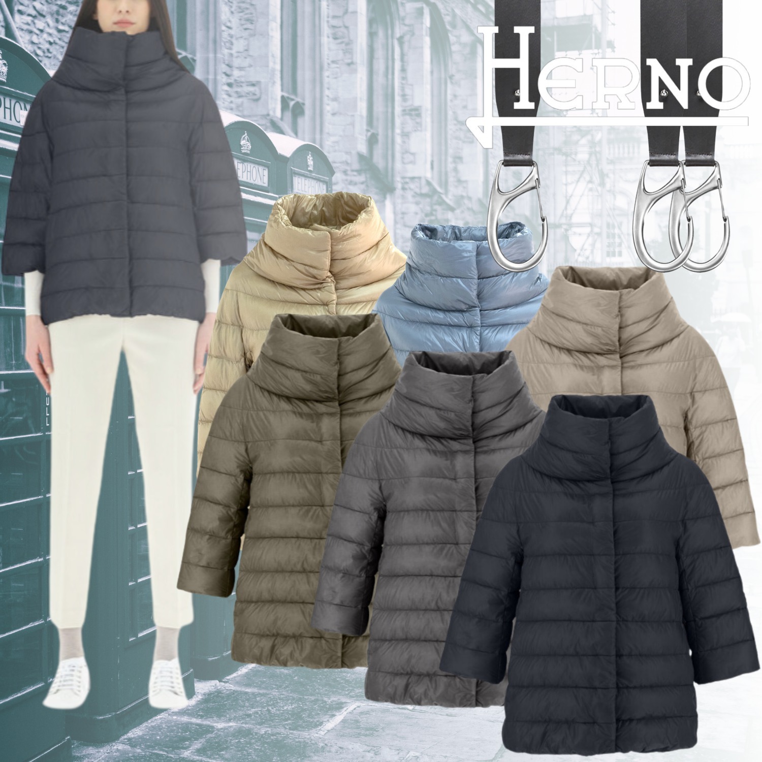 HERNO ヘルノ ICONICO Aminta 七部丈 ケープ Jacket ジャケット