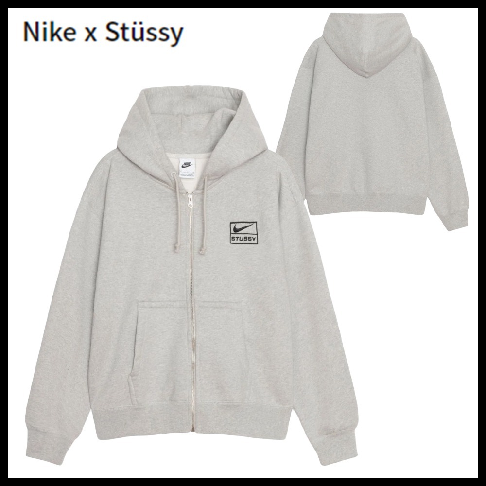 ★Nike x Stussy★Full Zip Fleece Hoodie Grey Heather★