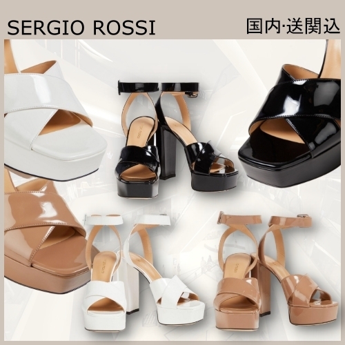 VIP★SERGIO ROSSI パテントレザー プラットフォームサンダル