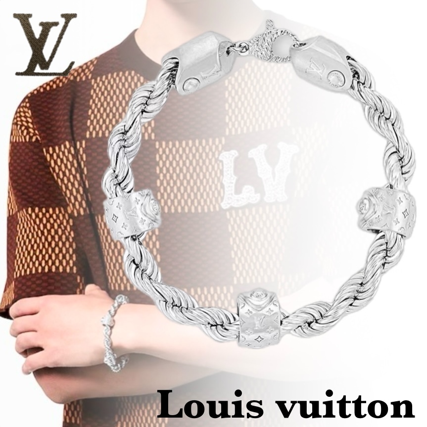 ルイ ヴィトン ★ ギフト◎ シルバー ブレスレット ロゴ LV
