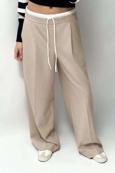 ZARA】WIDE-LEGパンツ ダブルウエストバンド | 1608/225 ボトムス