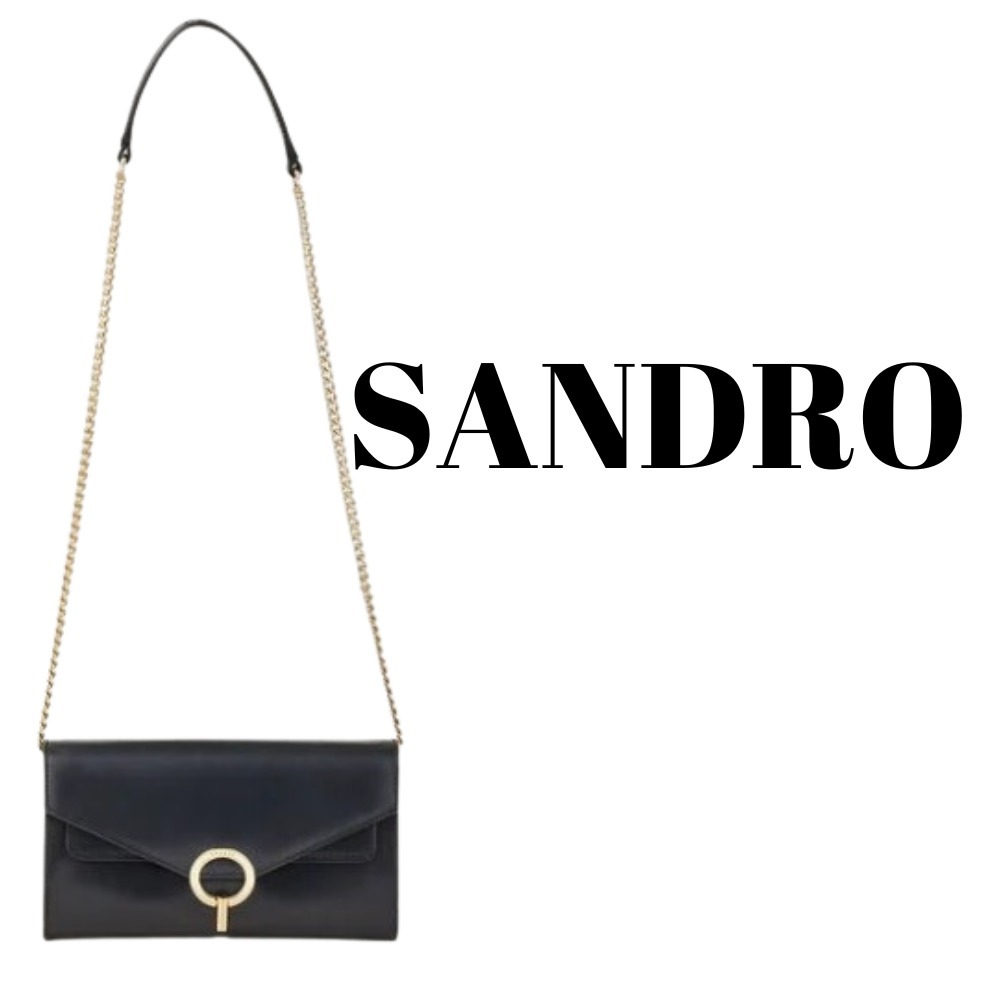 SANDRO (サンドロ) バッグ チェーン ショルダー スエード 黒