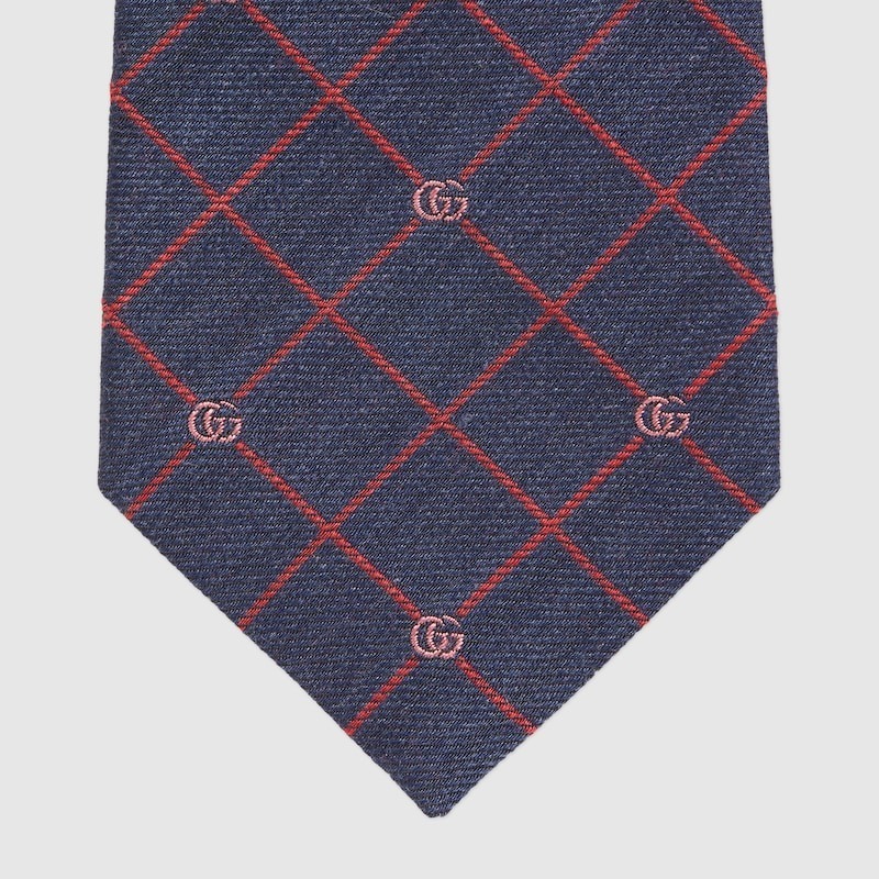 GUCCI】ダブルG＆チェック シルクジャカード ネクタイ ネクタイ