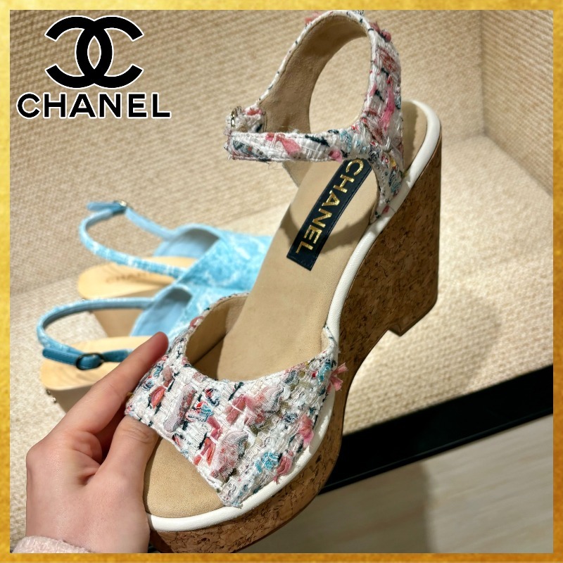 【人気☆入手困難】CHANEL ツイード ウェッジソール サンダル