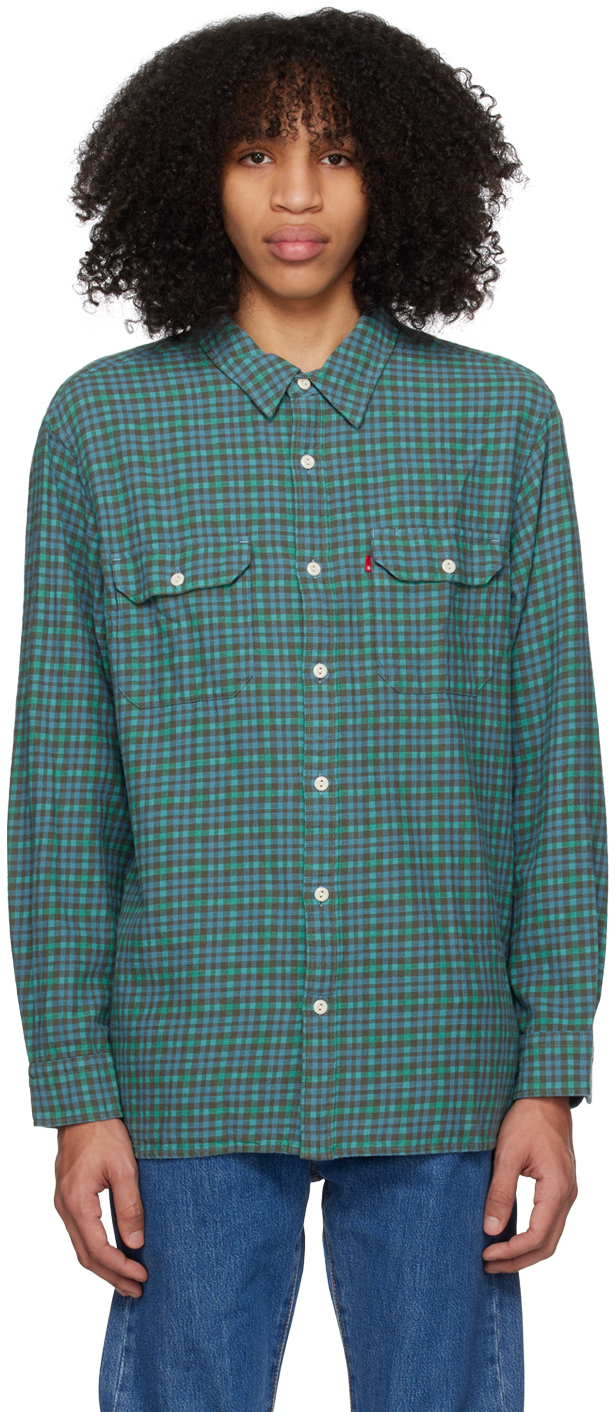 【関税込み】Levi's グリーン＆ブルー Jackson シャツ