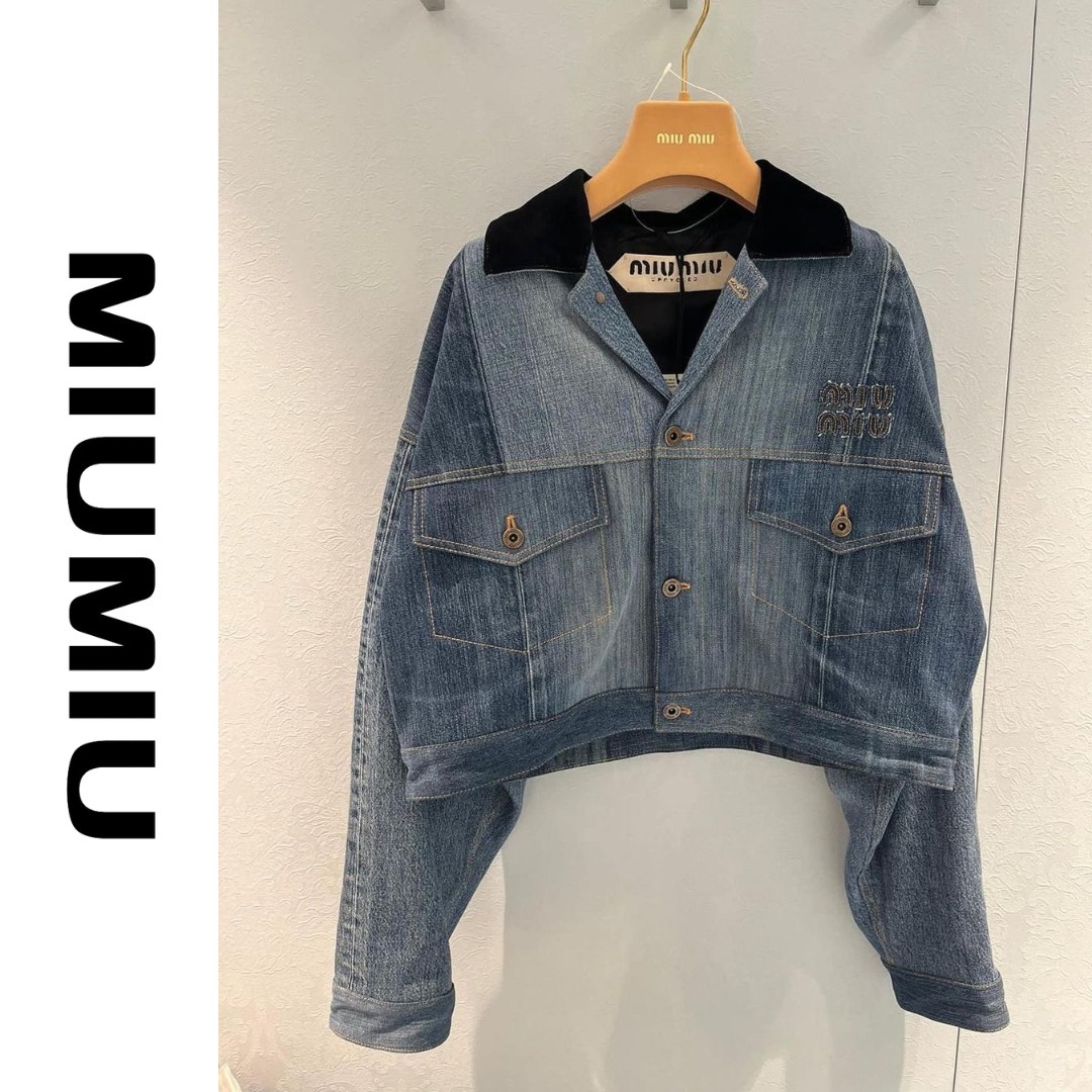 miumiu ロゴ刺繍入り デニム トラッカージャケット
