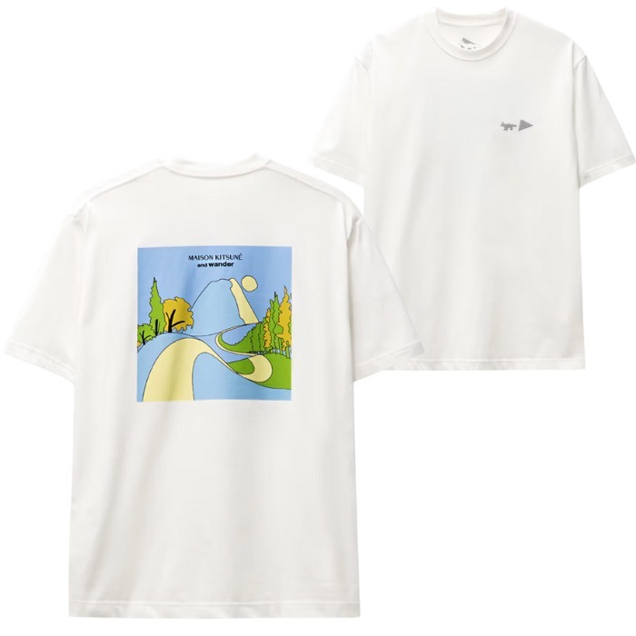 【MAISON KITSUNE】×AND WANDER ドライ コットン T マウンテン