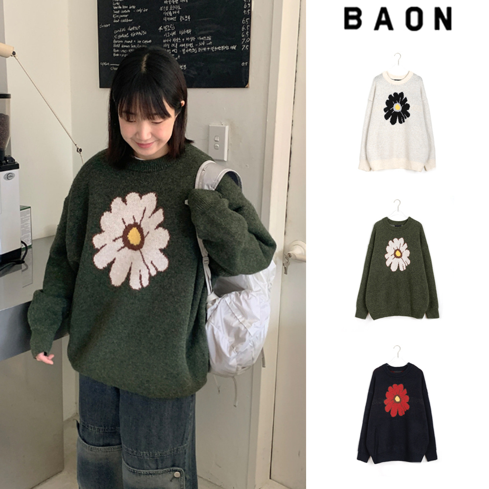 【BAON】[unisex] Hipburn Flower Over Knit
