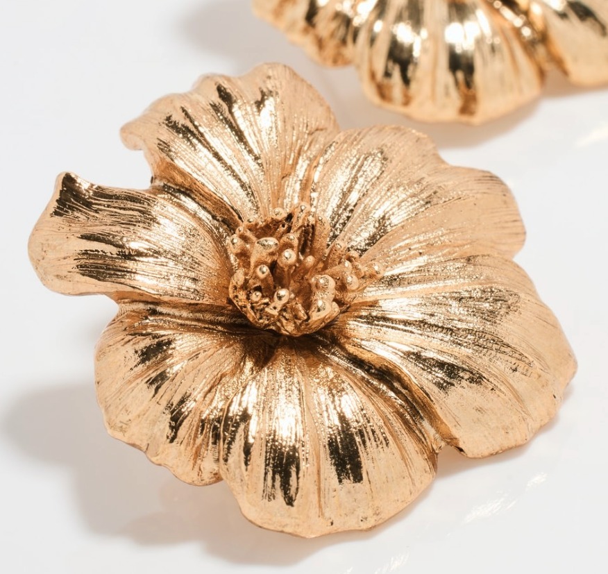 Oscar de la Renta ピアス スタッド フラワー 花 メタリック Crystal Flower Stud Earrings
