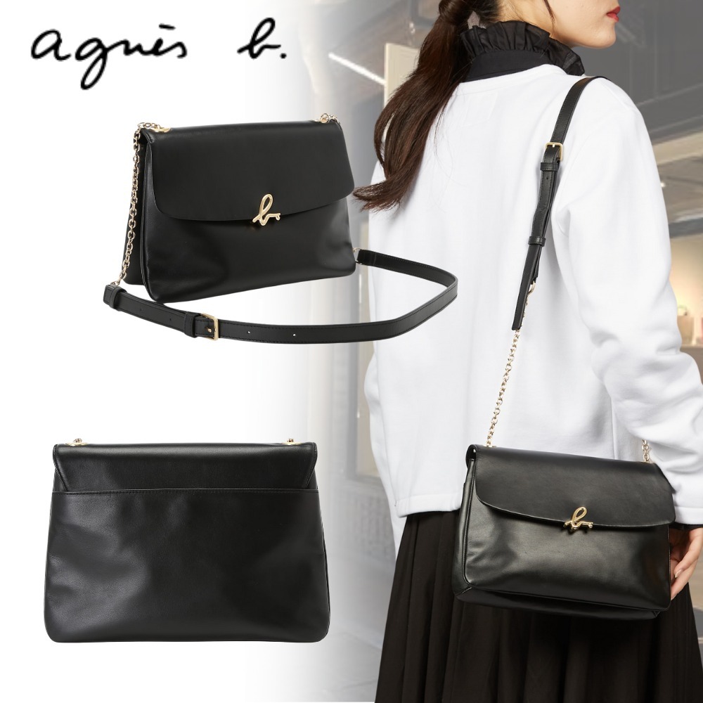 すぐ届く☆Agnes b ショルダーバッグ シンプル ロゴ ギフトも◎