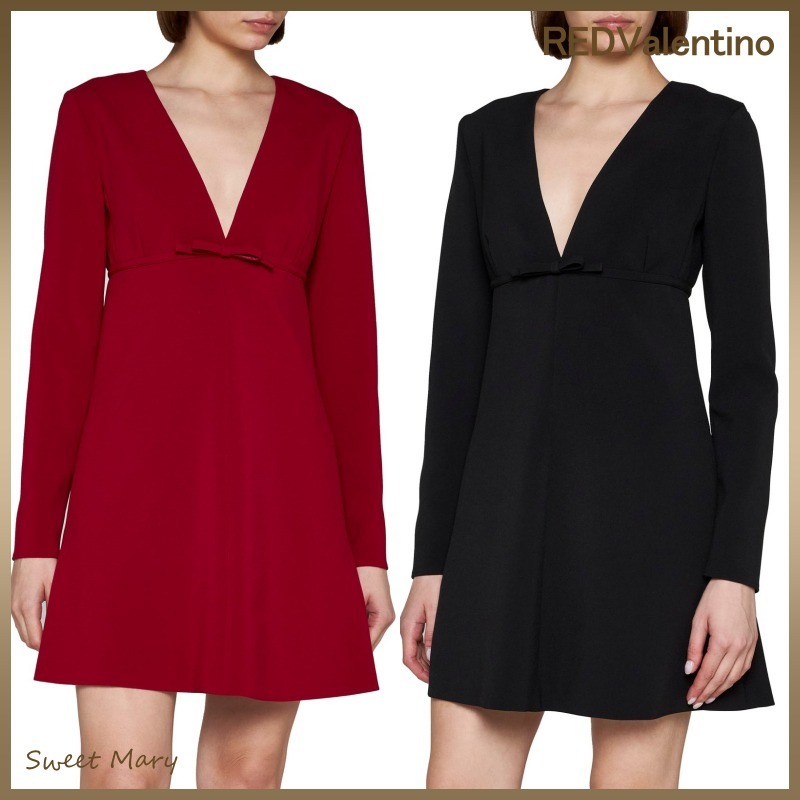 REDValentino☆リボン Vネック クレープ ミニドレス ♪送料込