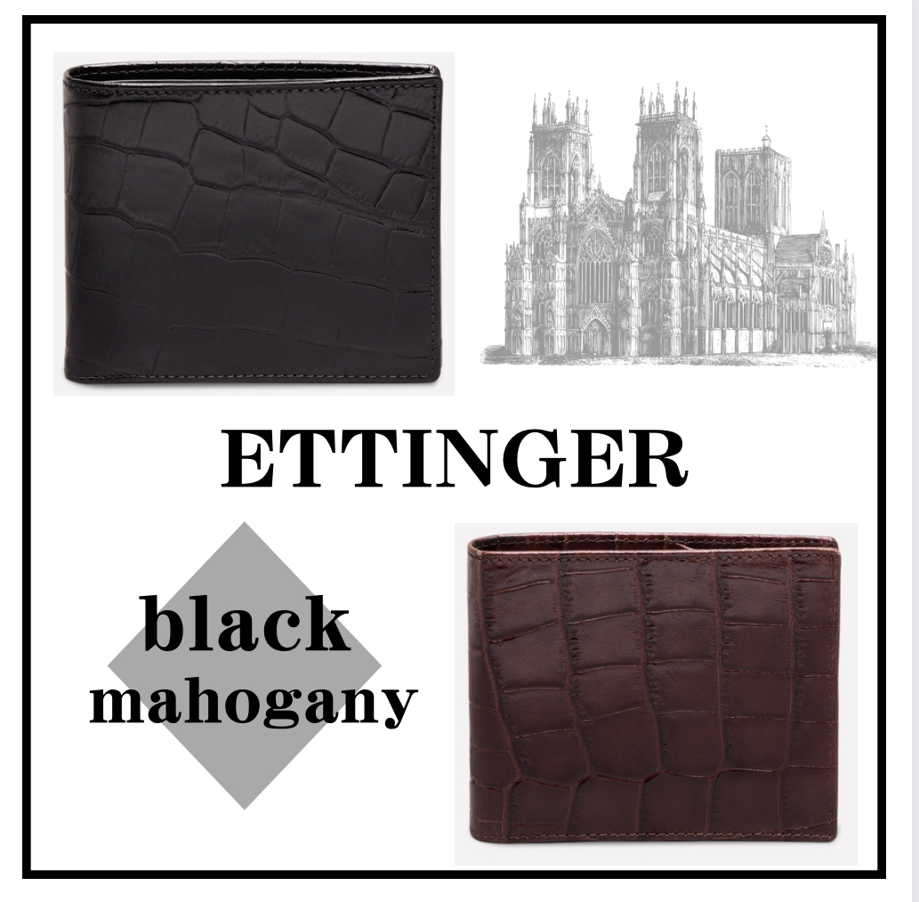 英国王室御用達【ETTINGER】クロコ BILLFOLD 二つ折り財布 6 c/c