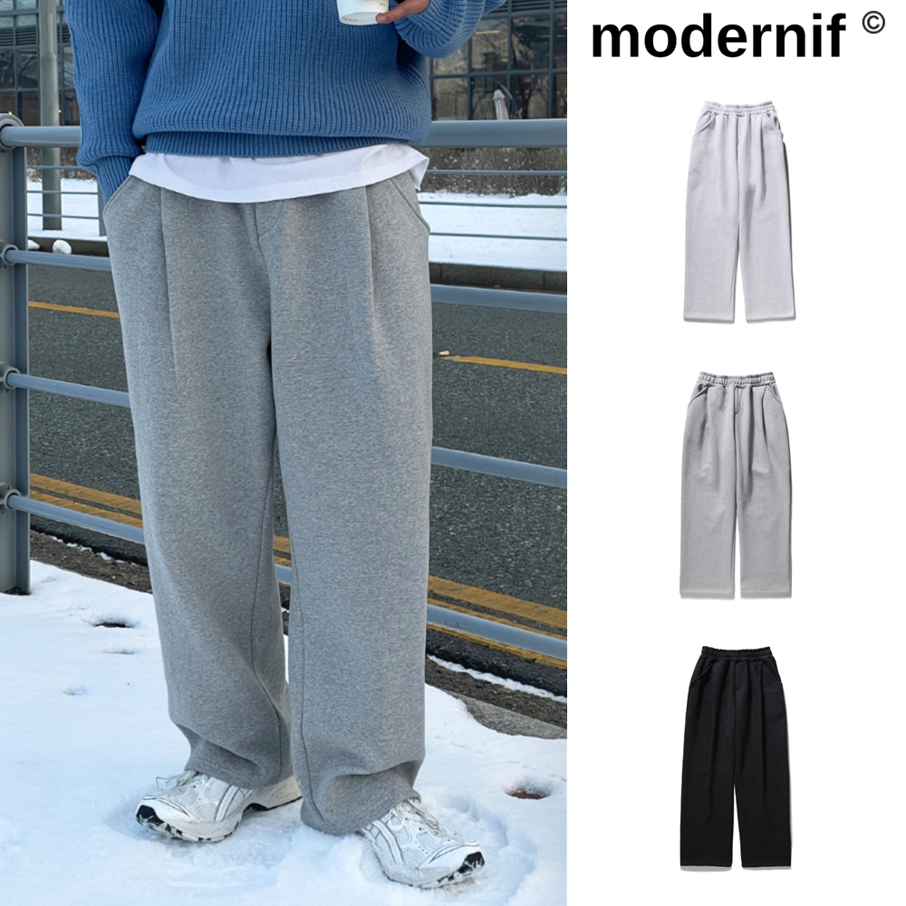 【MODERNIF】Knob Pintuck Wide Sweatpants