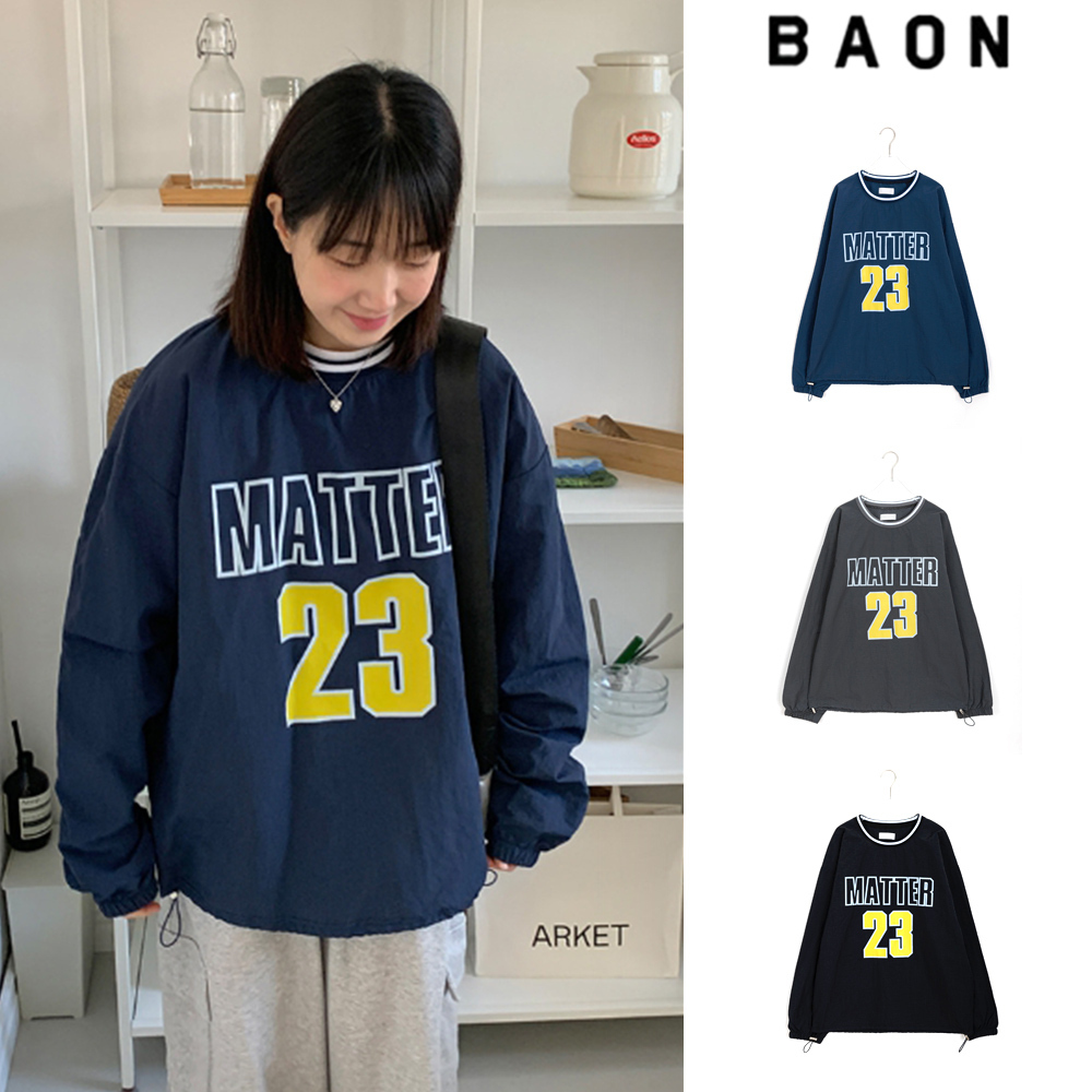 【BAON】[unisex] Runned Sporty Printed Nylon Sweatshirt