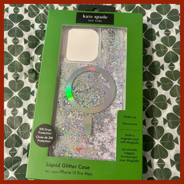 kate spade iPhone15ProMaxケース オパール グリッター MagSafe