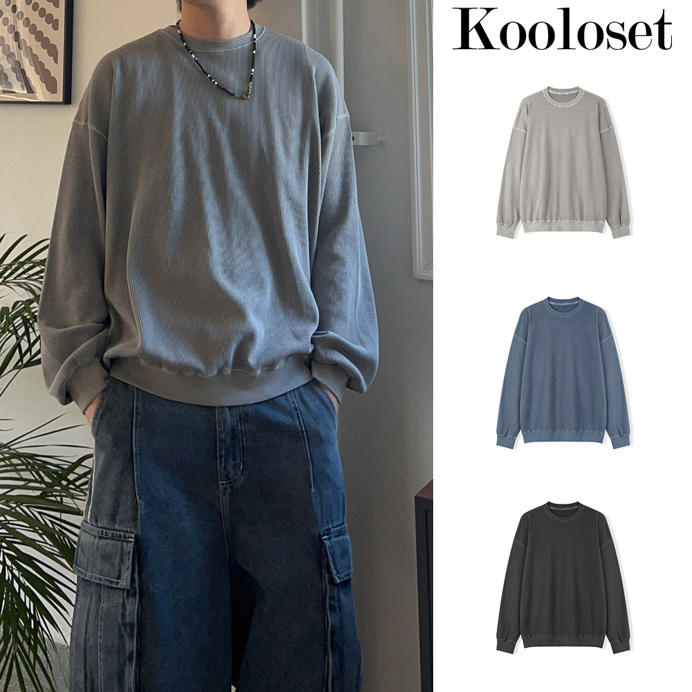 【KOOLOSET】Pigment Waffle Over Sweatshirt