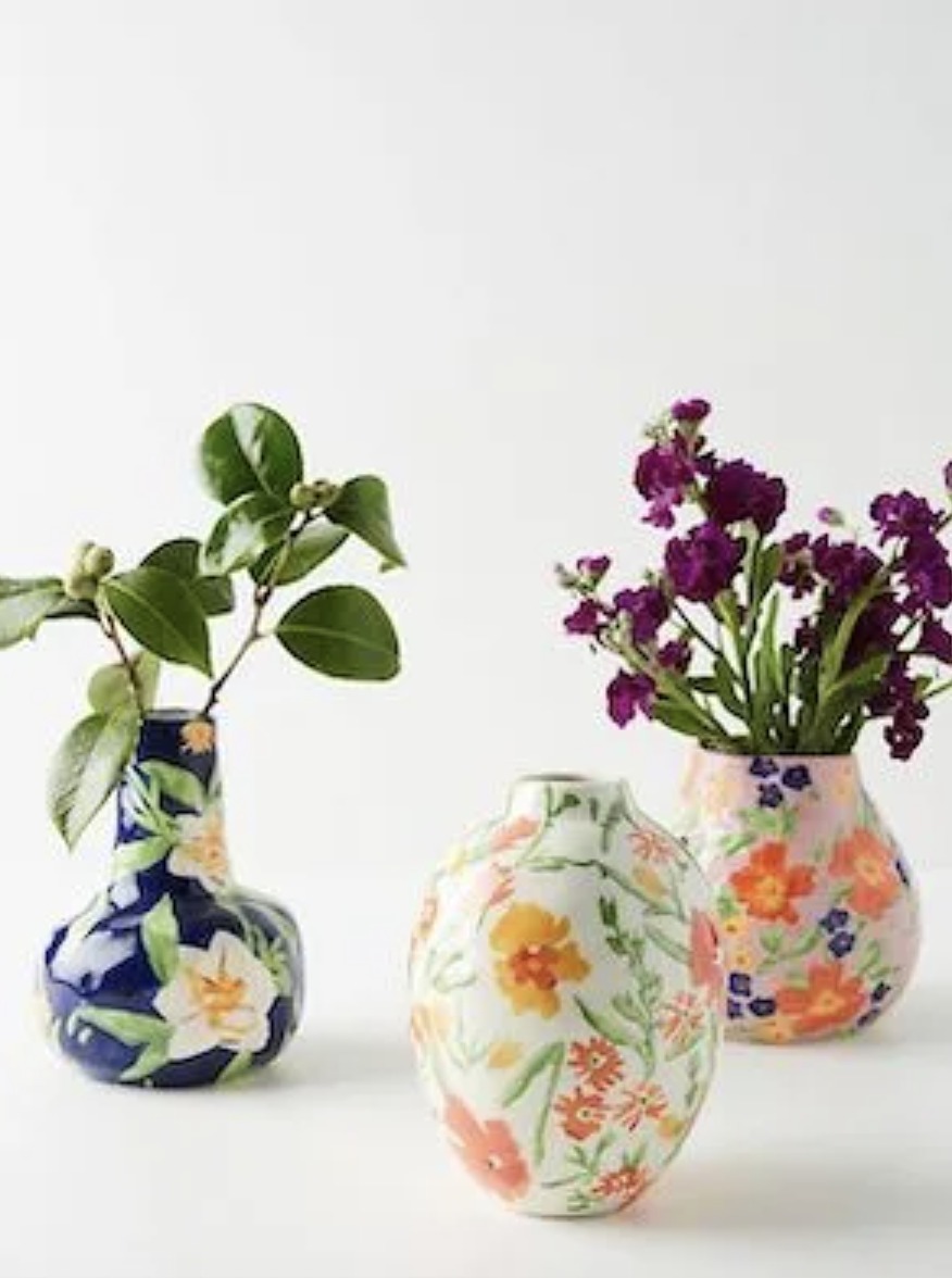 卸売 アンソロポロジーLeah Goren Marcella Vase花瓶 ブルー 花瓶・フラワースタンド