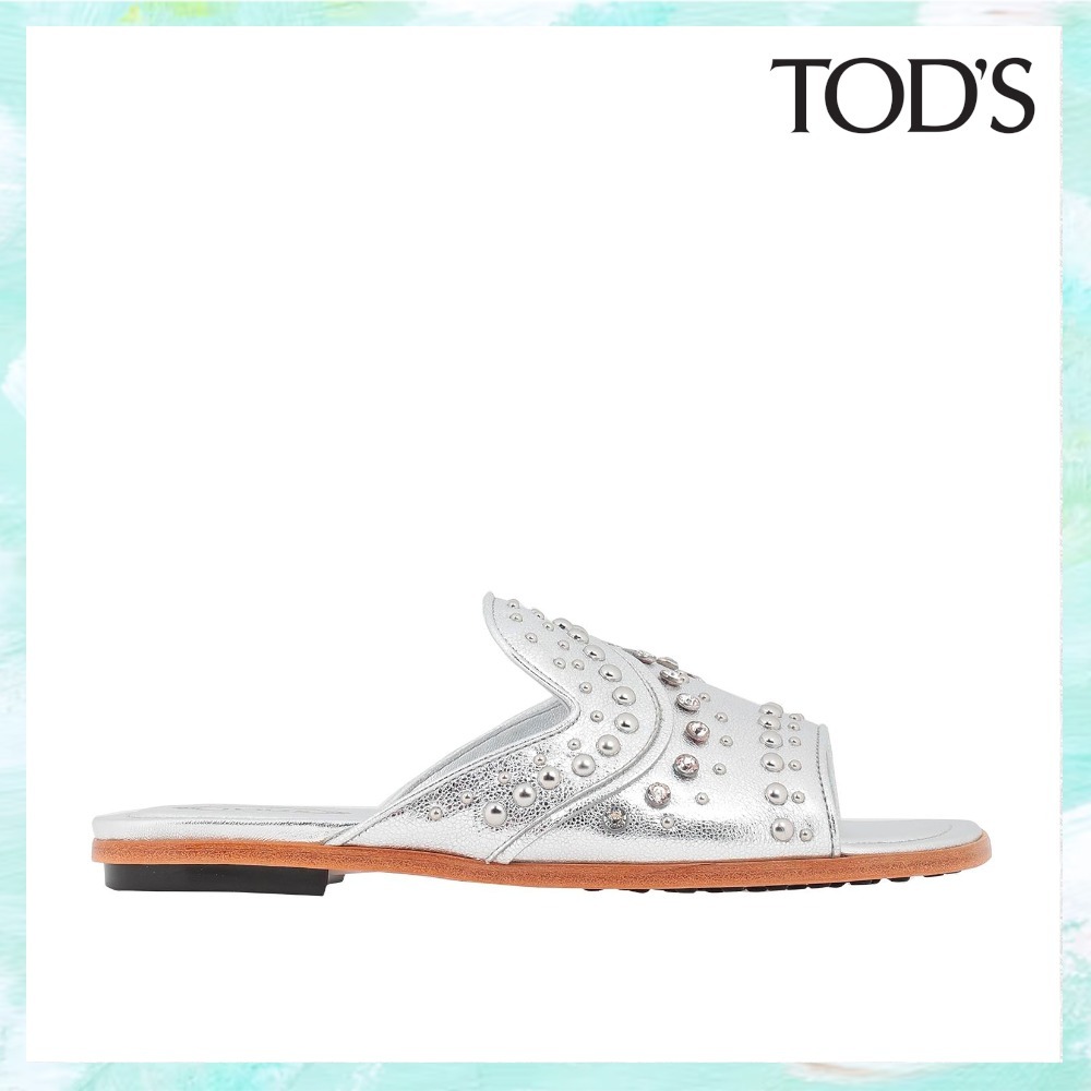 【送料込】TOD'S_ラインストーン付きsilverサンダル