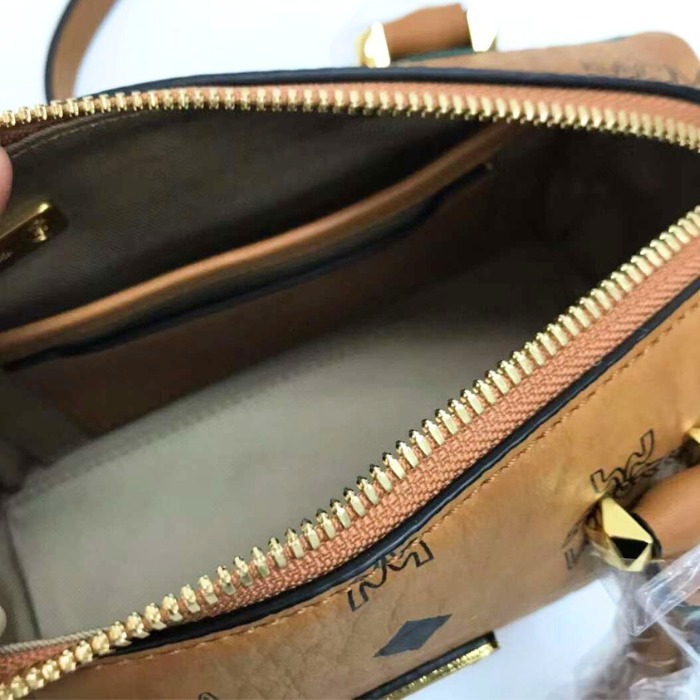 ★MCM★ミニボストンショルダーバッグ MWBAASE03CO Mini Boston Bag in Visetos Original Cognac | MCM ®US