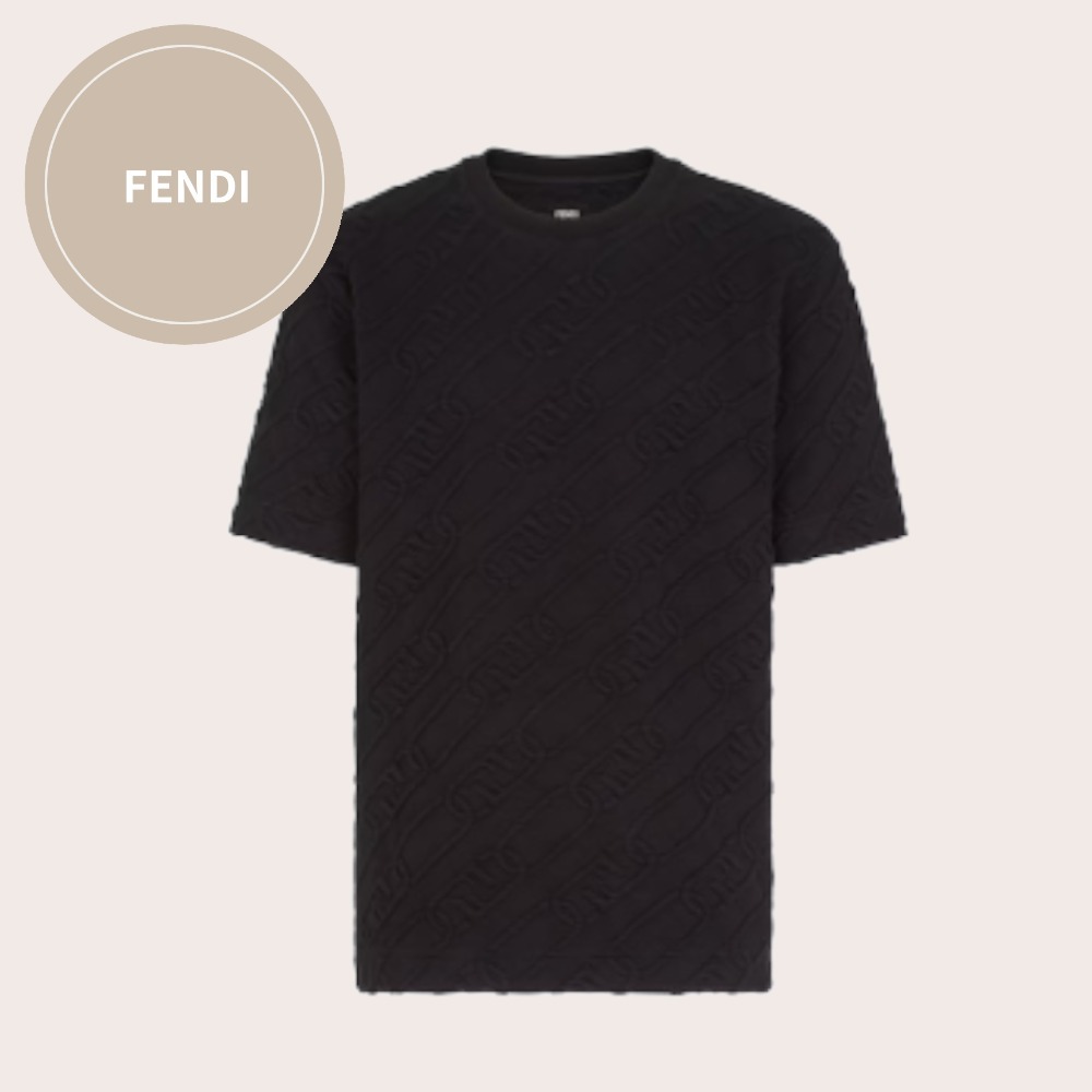 FENDI T-shirt メンズ FFロゴ ブラック Tシャツ (FENDI/Tシャツ