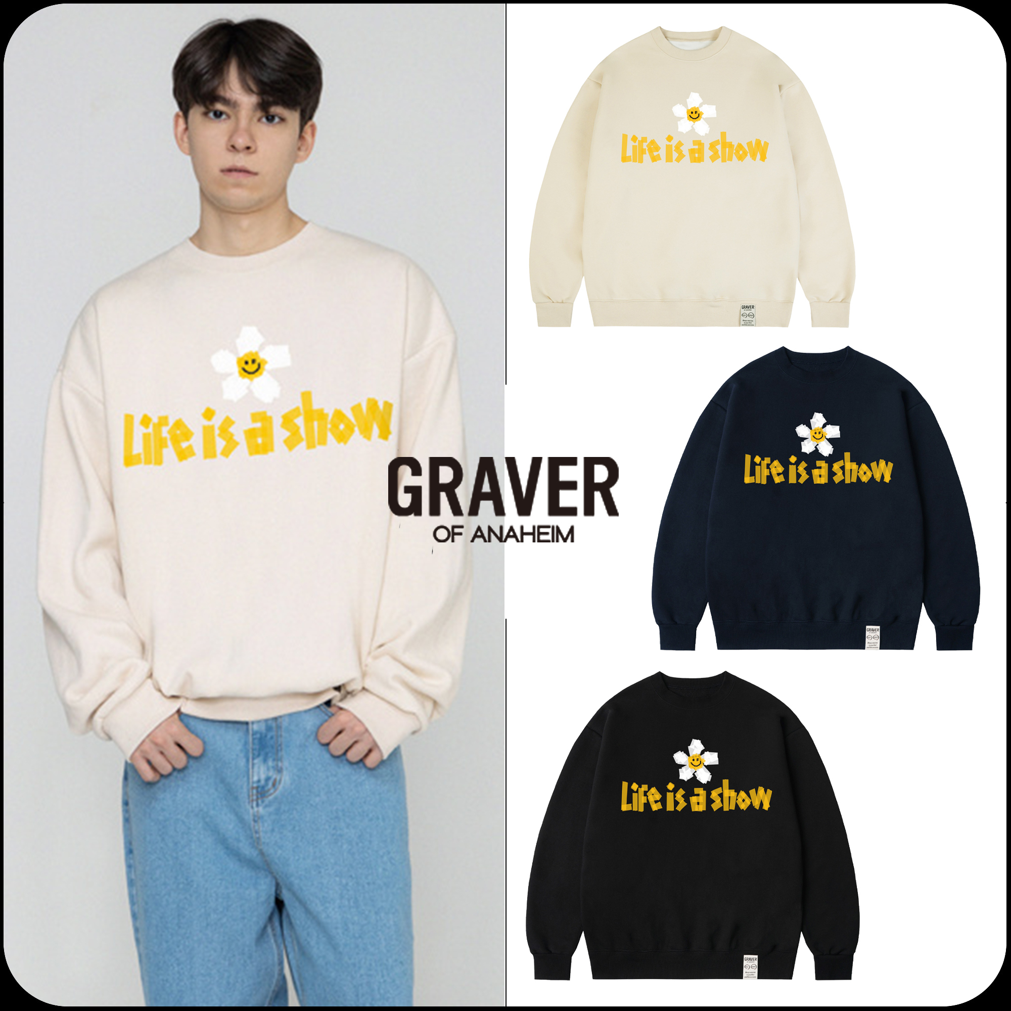 [GRAVER]★TAPE FLOWER SMILE SWEATSHIRT